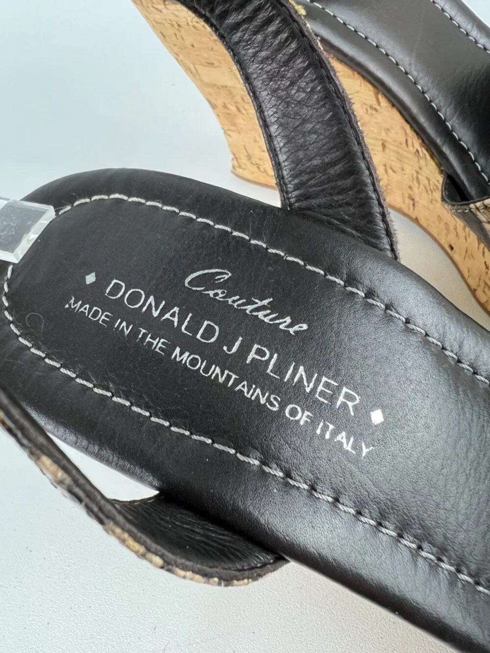 Donald J Pliner Womens Sail Platform Cork Wedge Sandals Brown Snake size 10.5